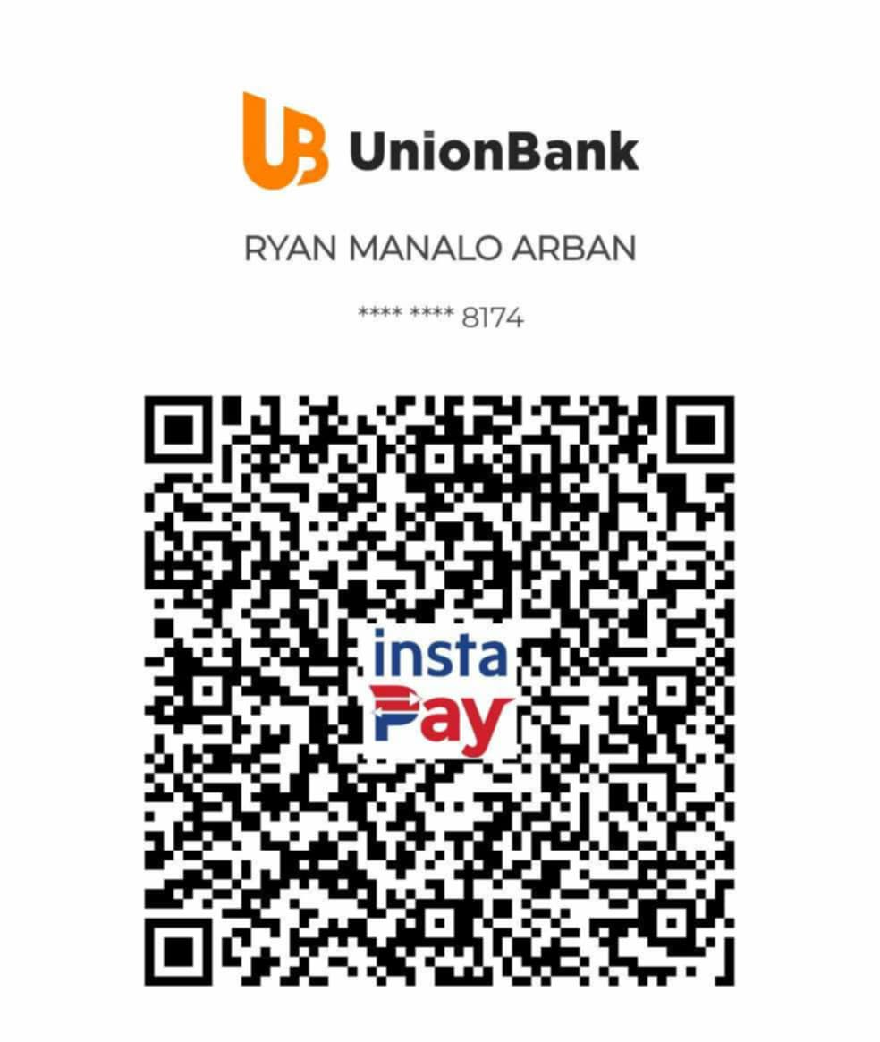 Original UnionBank InstaPay QR for Ryan Manalo Arban, account ending 8174